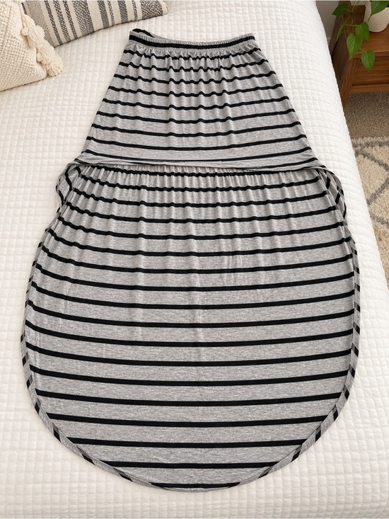 Forever 21 Dresses & Skirts - Striped Black and Gray Cotton High Low Skirt